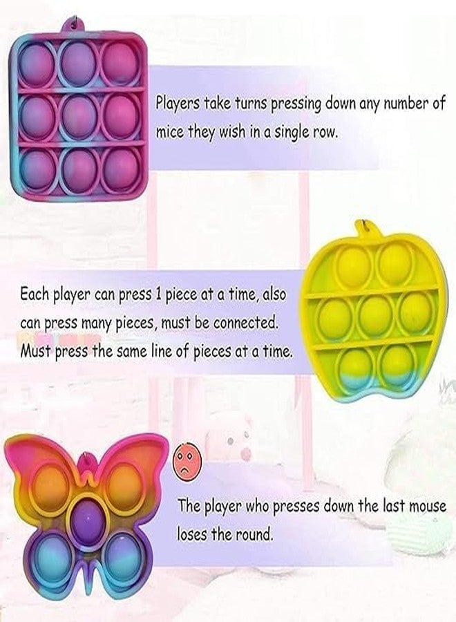 RKZ® Pop It Pop Keychain - Fun Fidget Toy & Stress Relief Bubble Key Ring for Kids and Adults - Ideal Return Gift for Birthday Parties Pack of 18 - Image 3